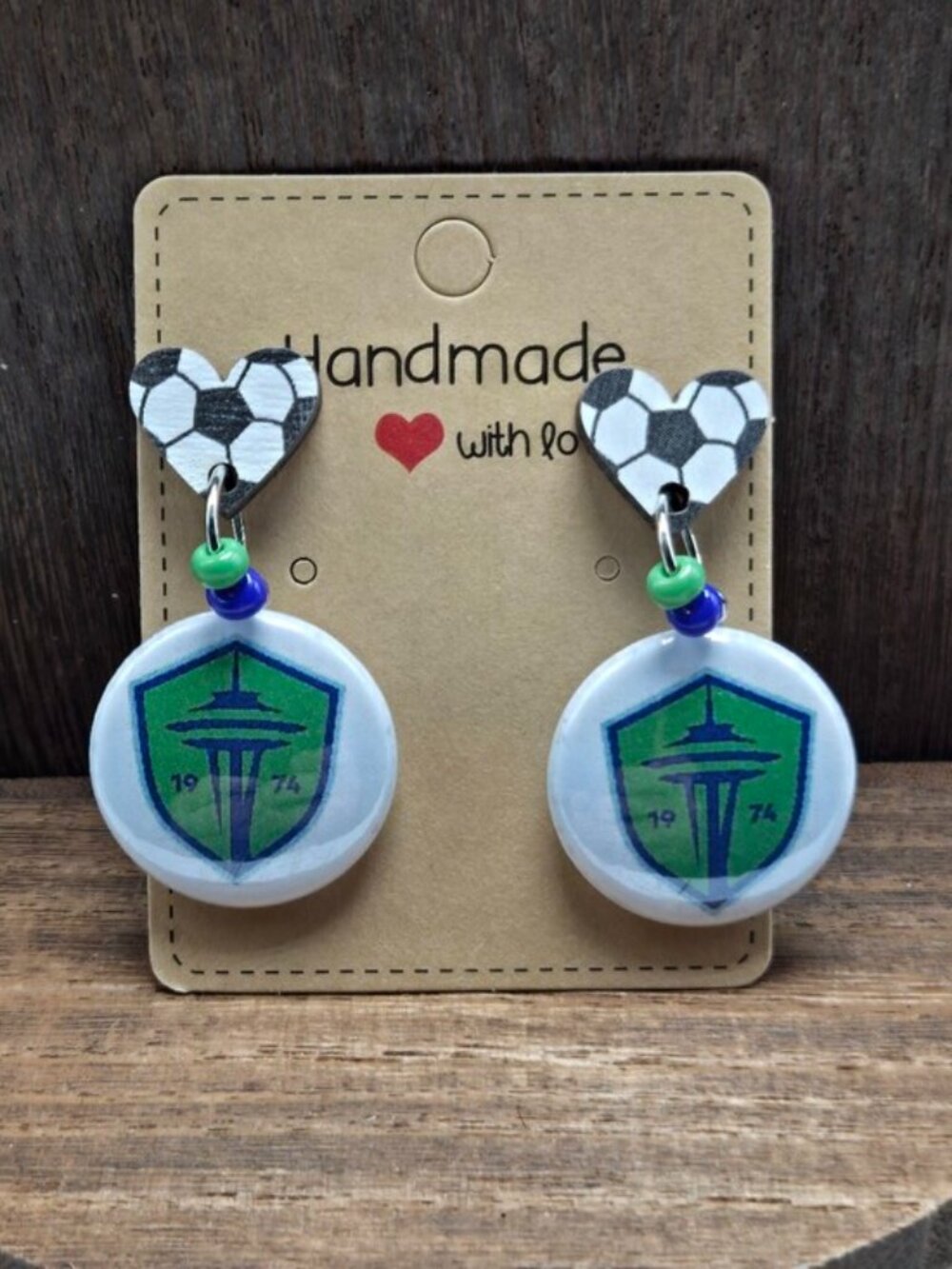 NWT Seattle Sounders FC Earrings MLS Soccer Souvenir Dangle Drop Handmade